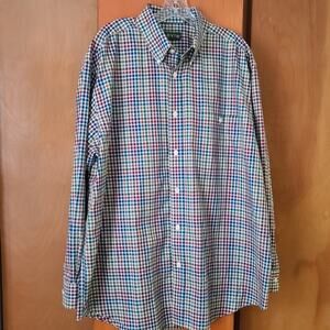 Mens Orvis 100% Cotton Button-down LS Shirt XL Country Casual Patchwork